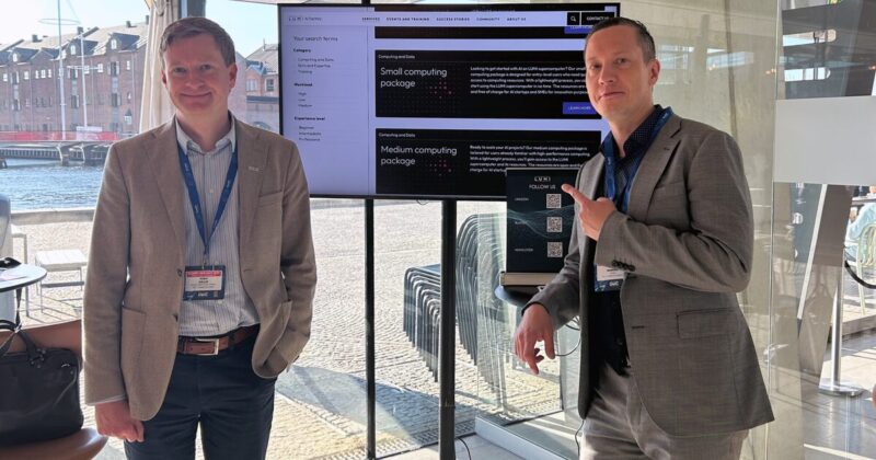 Image: Aleksi Kallio, Director of LUMI AI Factory Services (left) and Pekka Manninen, Director of the LUMI AI Factory at the Meet & Greet session at the EuroHPC User Days 2025.