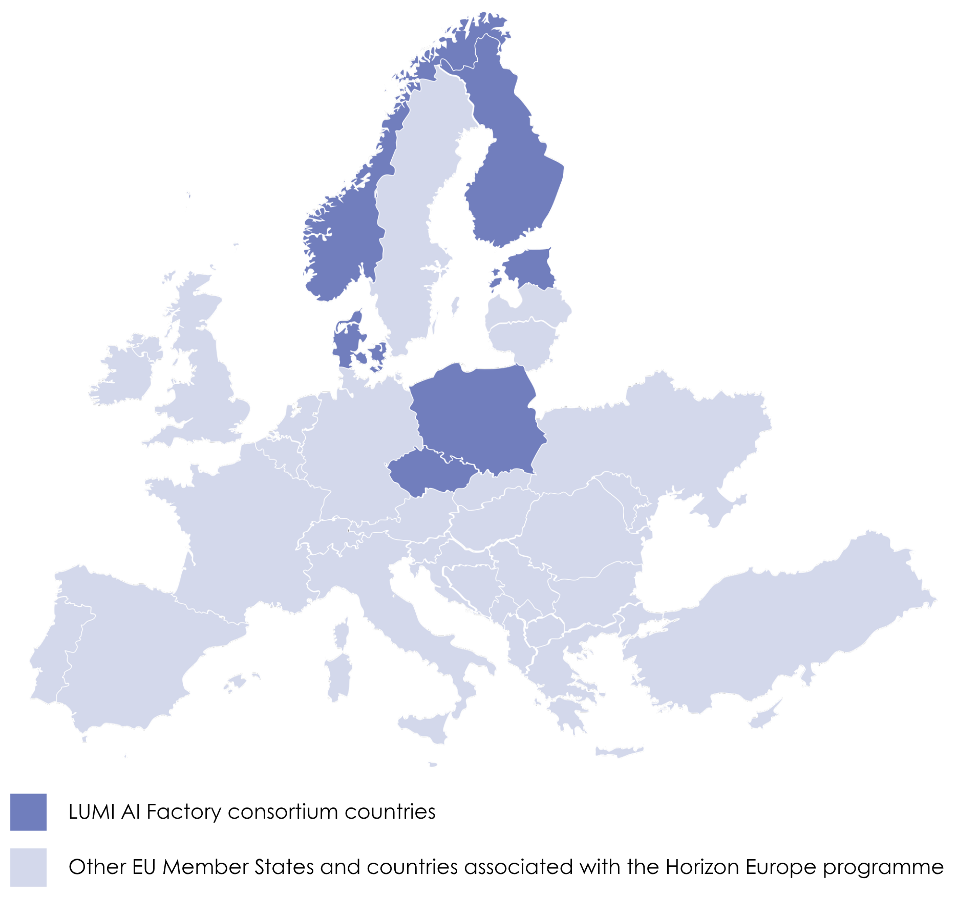 Map of countries eligible for LUMI AI Factory services